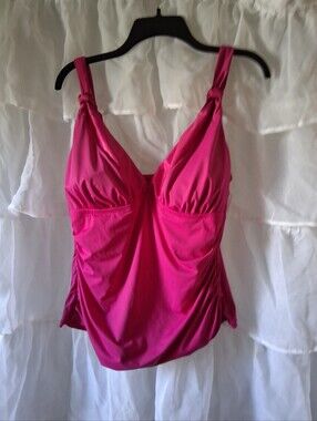 Time and Tru Women's Hot Pink Ruched One-Piece Swim